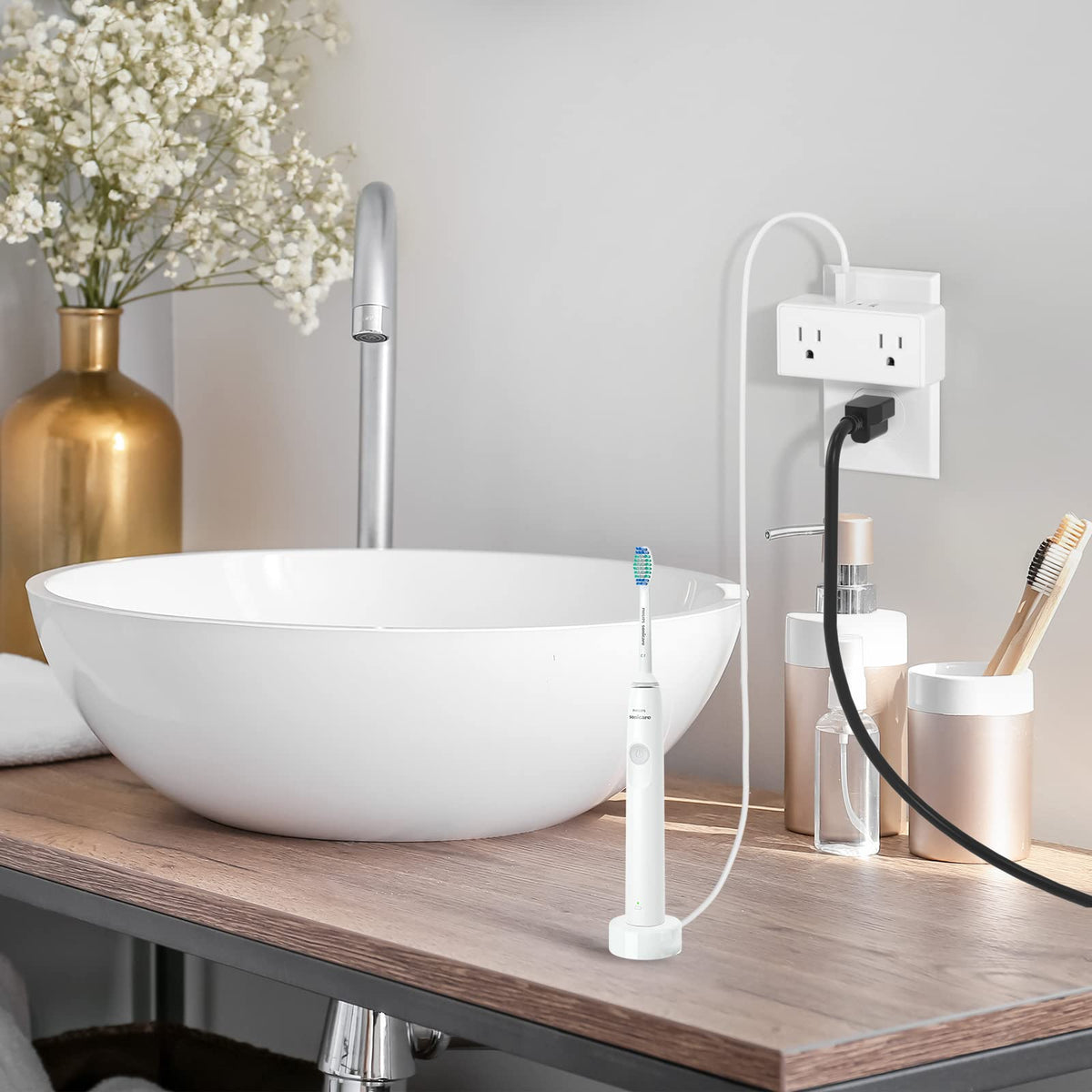 Clear Power packed in travel bag ready for trips, simplifies charging on the go