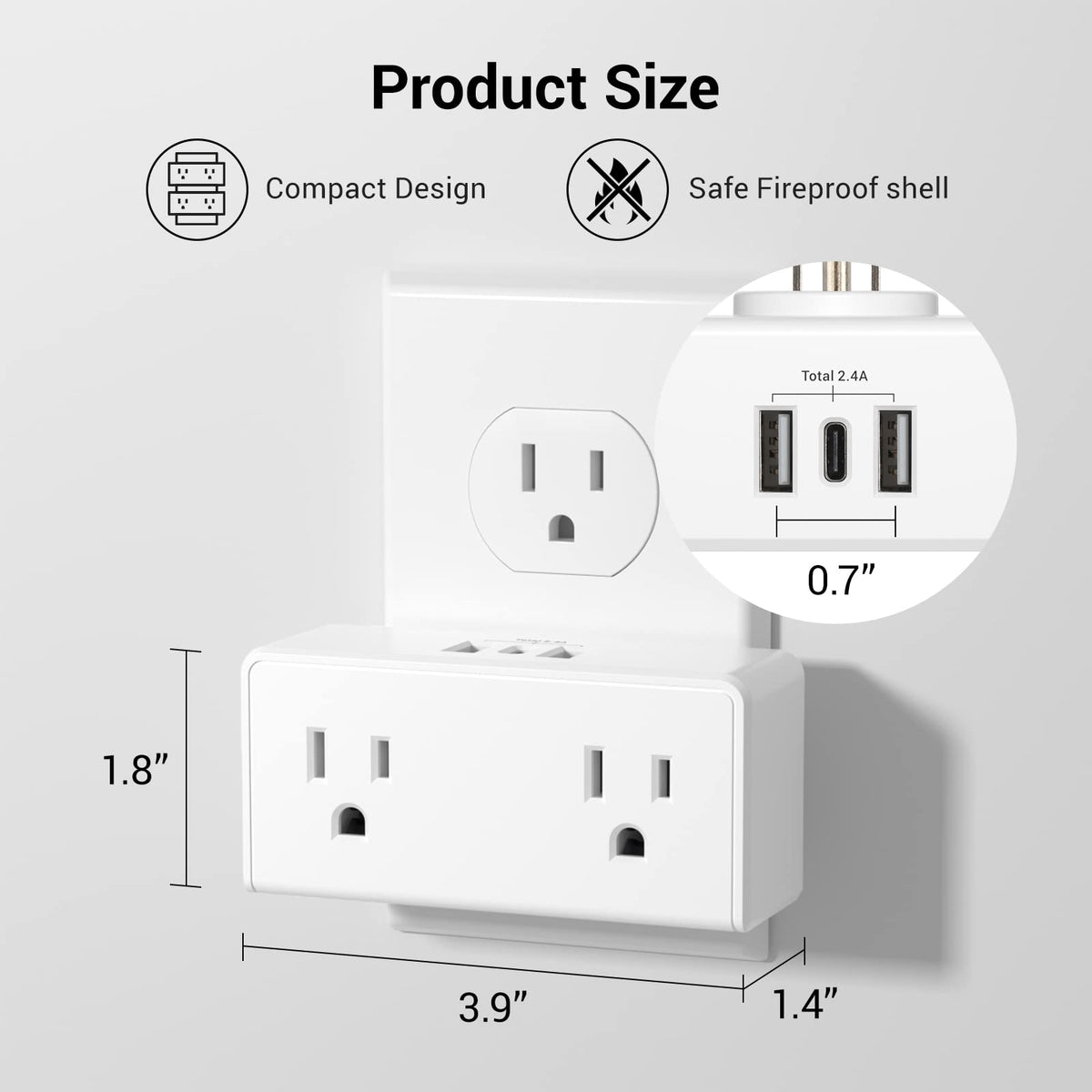 Six-foot cord keeps devices within reach on desks or nightstands.