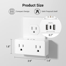 Six-foot cord keeps devices within reach on desks or nightstands.