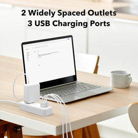 Grounded 3-prong design provides safe connections for electronics.