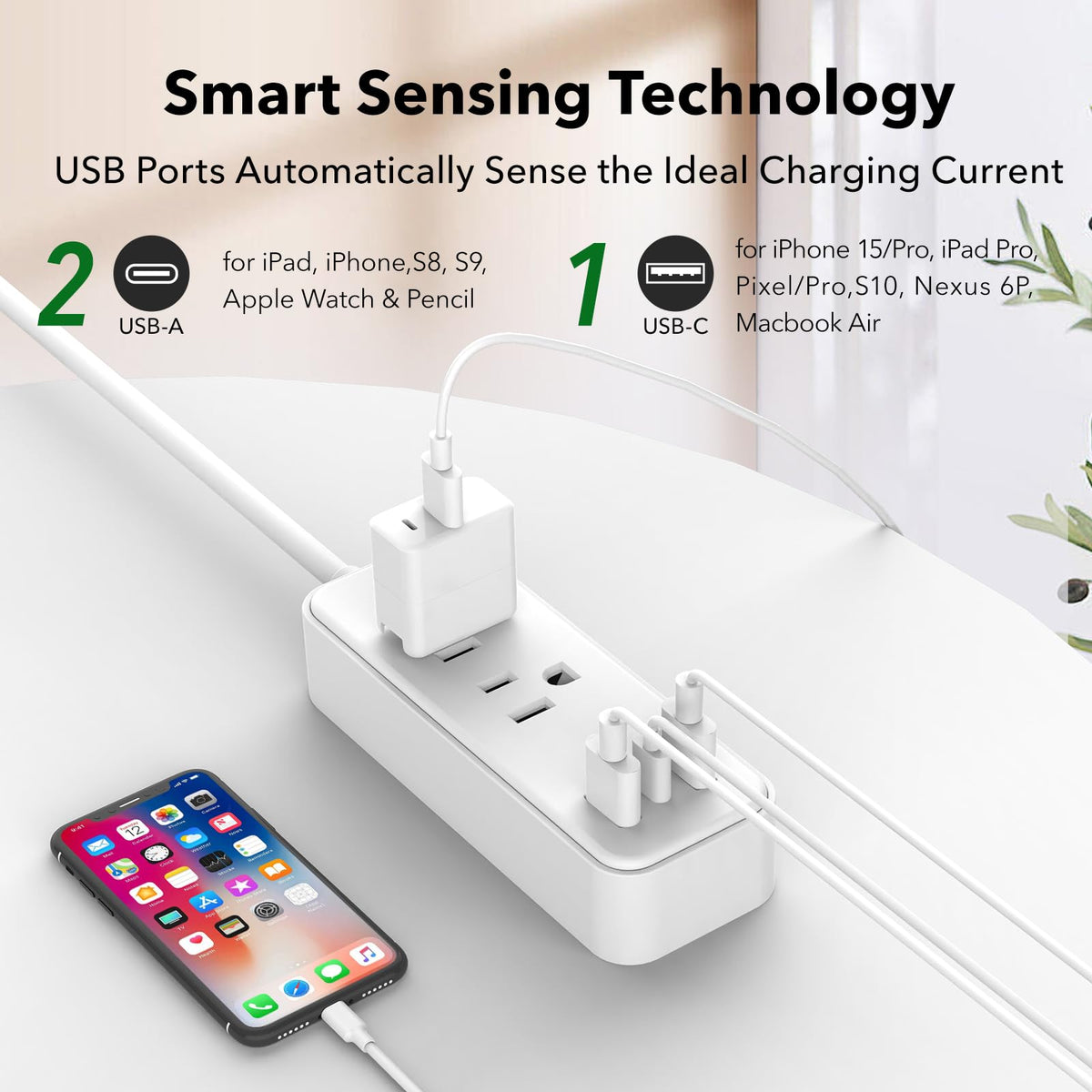 Clear Power two USB-A ports and one USB-C port energize phones and tablets.