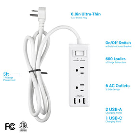 Clear Power USB ports charging phones and tablets quickly at the office.