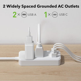 Clear Power USB ports detail highlighting USB‑A and USB‑C fast phone charging