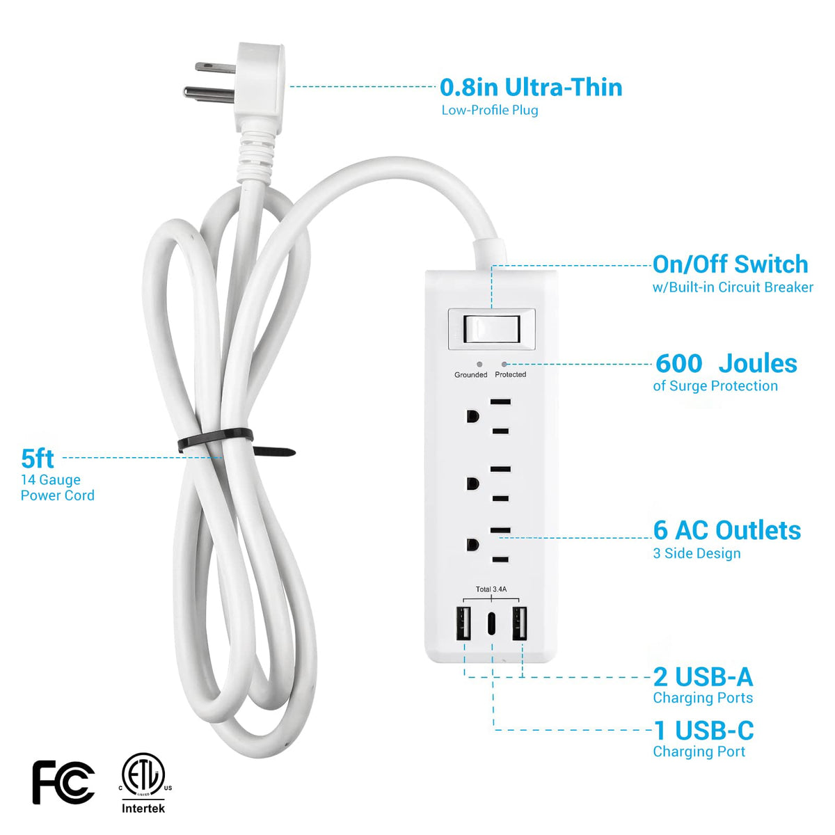 Clear Power USB ports charging multiple devices simultaneously