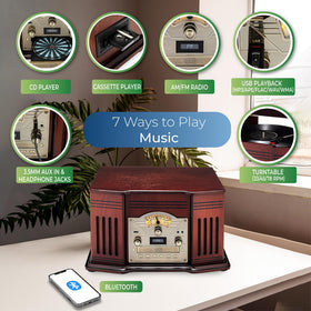 ClearClick all-in-one turntable connected via Bluetooth for wireless streaming