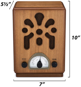 ClearClick Classic Vintage Radio wooden exterior showcases handmade craftsmanship and warmth