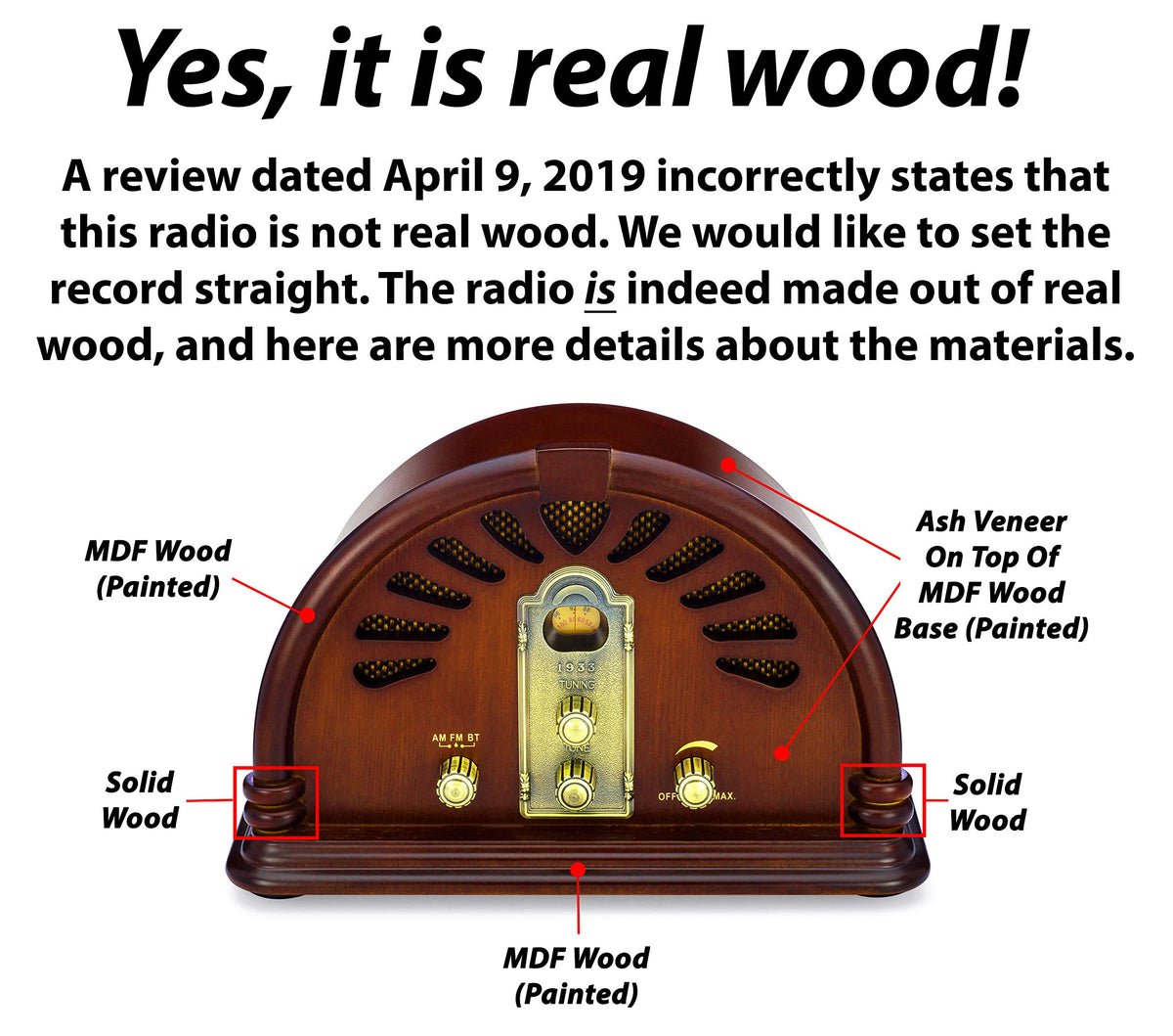 ClearClick VR44 wooden exterior closeup emphasizes durable handcrafted construction.