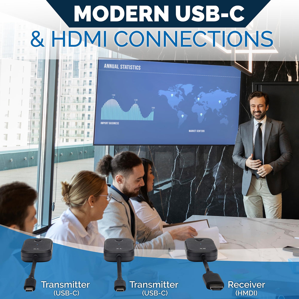 ClearClick Present+Share used in a modern boardroom for meetings.