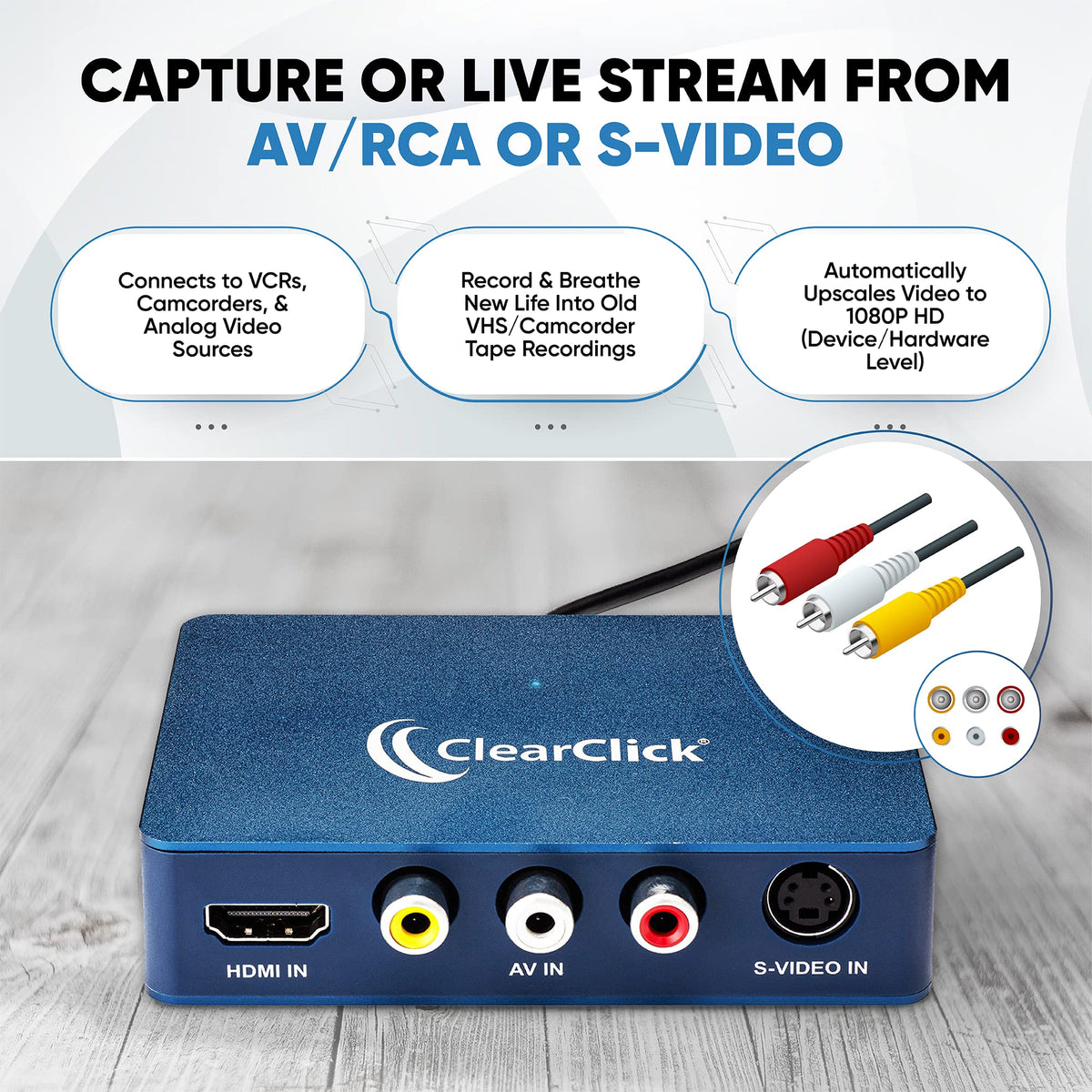 ClearClick software included simplifies recording and streaming setup.