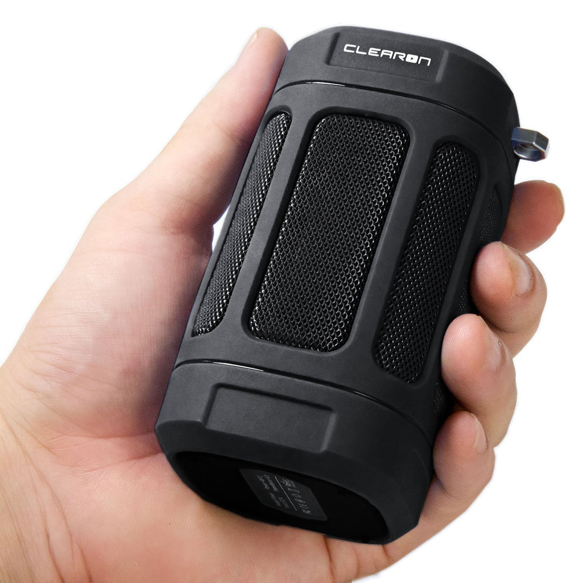Clearon remote control close view showing easy playback and horn benefit