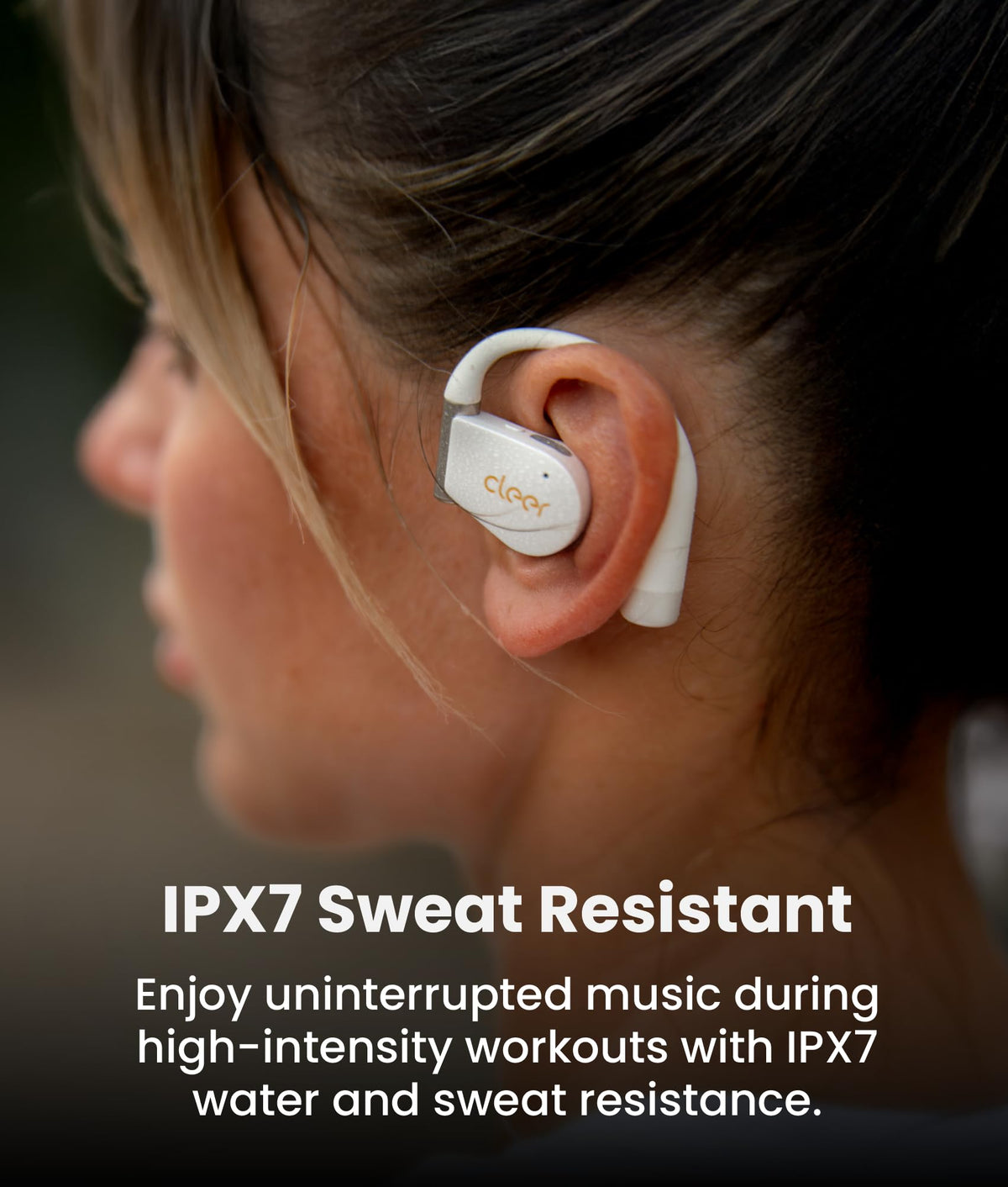 Cleer ARC 4 Plus IPX7 waterproof design during workout use