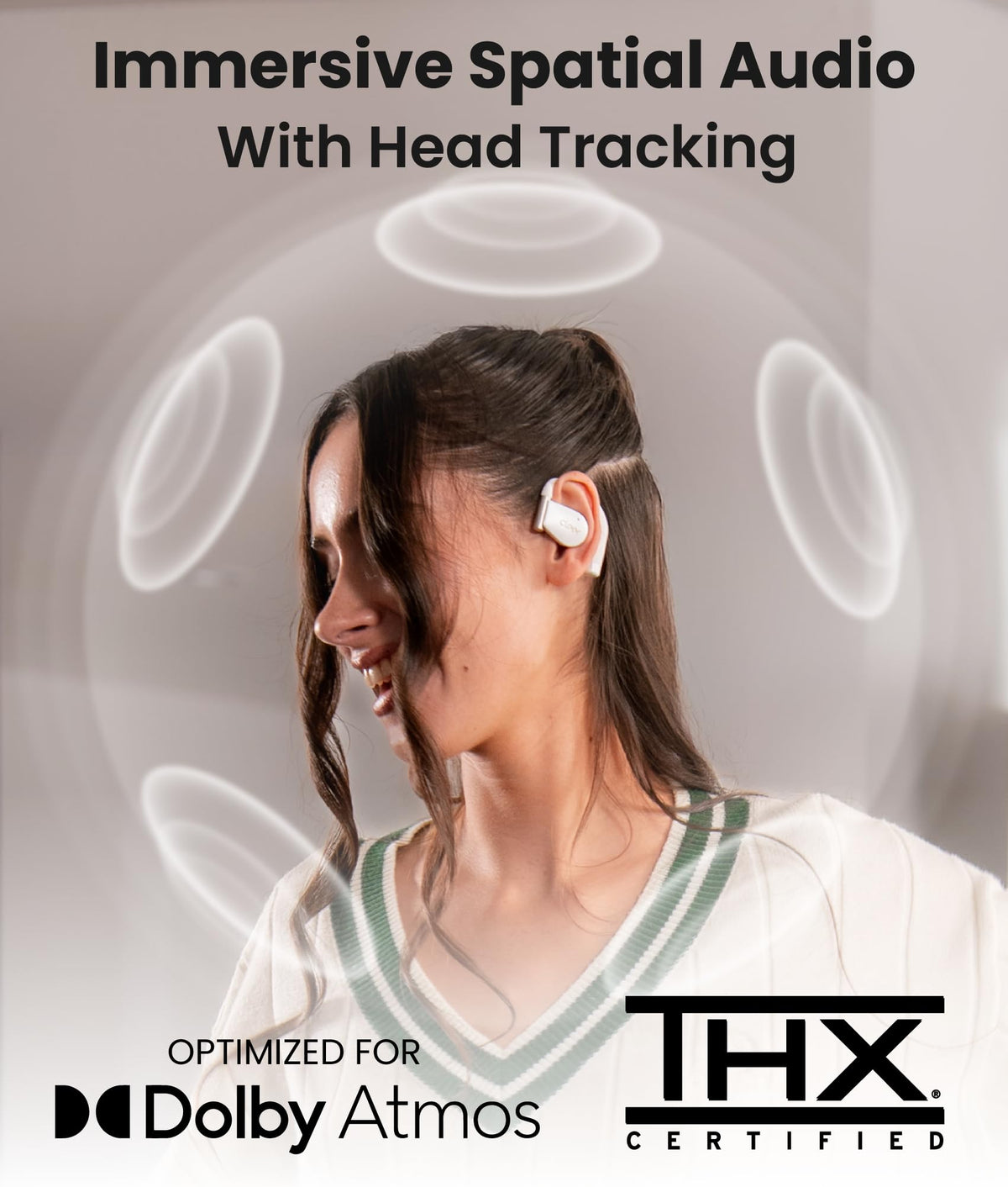 Cleer ARC 4 Plus being worn to show safe ambient listening during activity