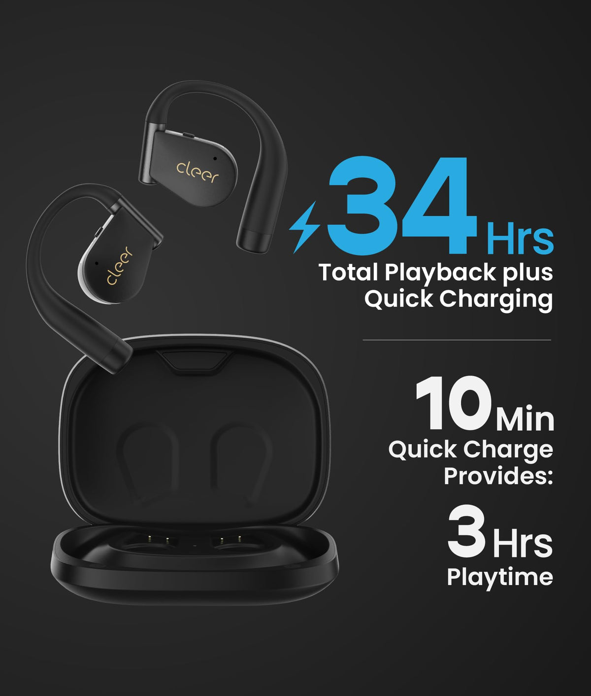 Cleer ARC 4 Plus secure earhook design for stable wear during workouts