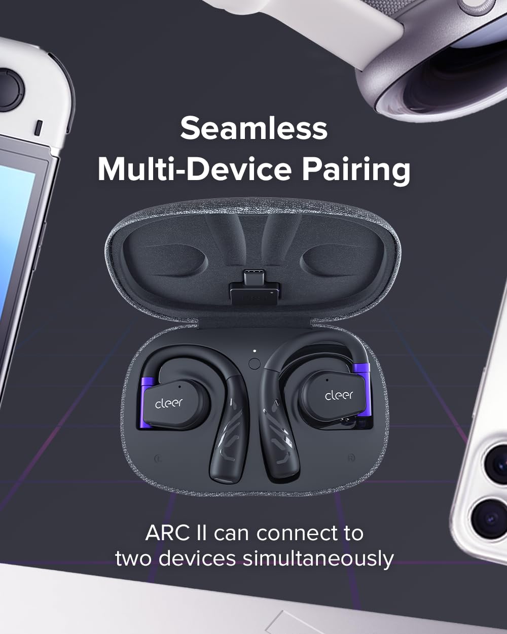 Cleer ARC II ergonomic fit with soft ear hooks
