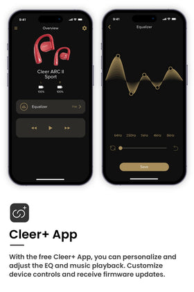 Cleer ARC II Sport open-ear headphones 16.2mm drivers and built-in mic for calls.
