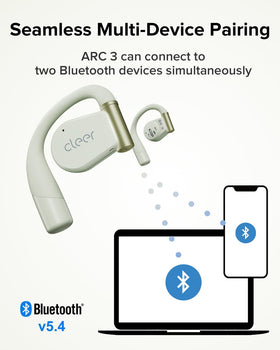Cleer ARC 3 Bluetooth 5.4 with multi-point pairing for seamless device switching.