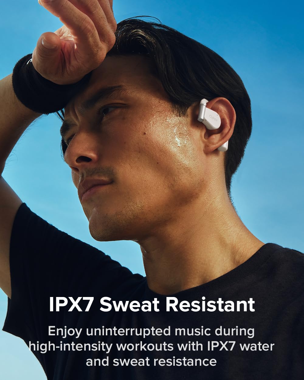 Cleer ARC 3 featuring IPX7 waterproof design for workouts and rain protection.