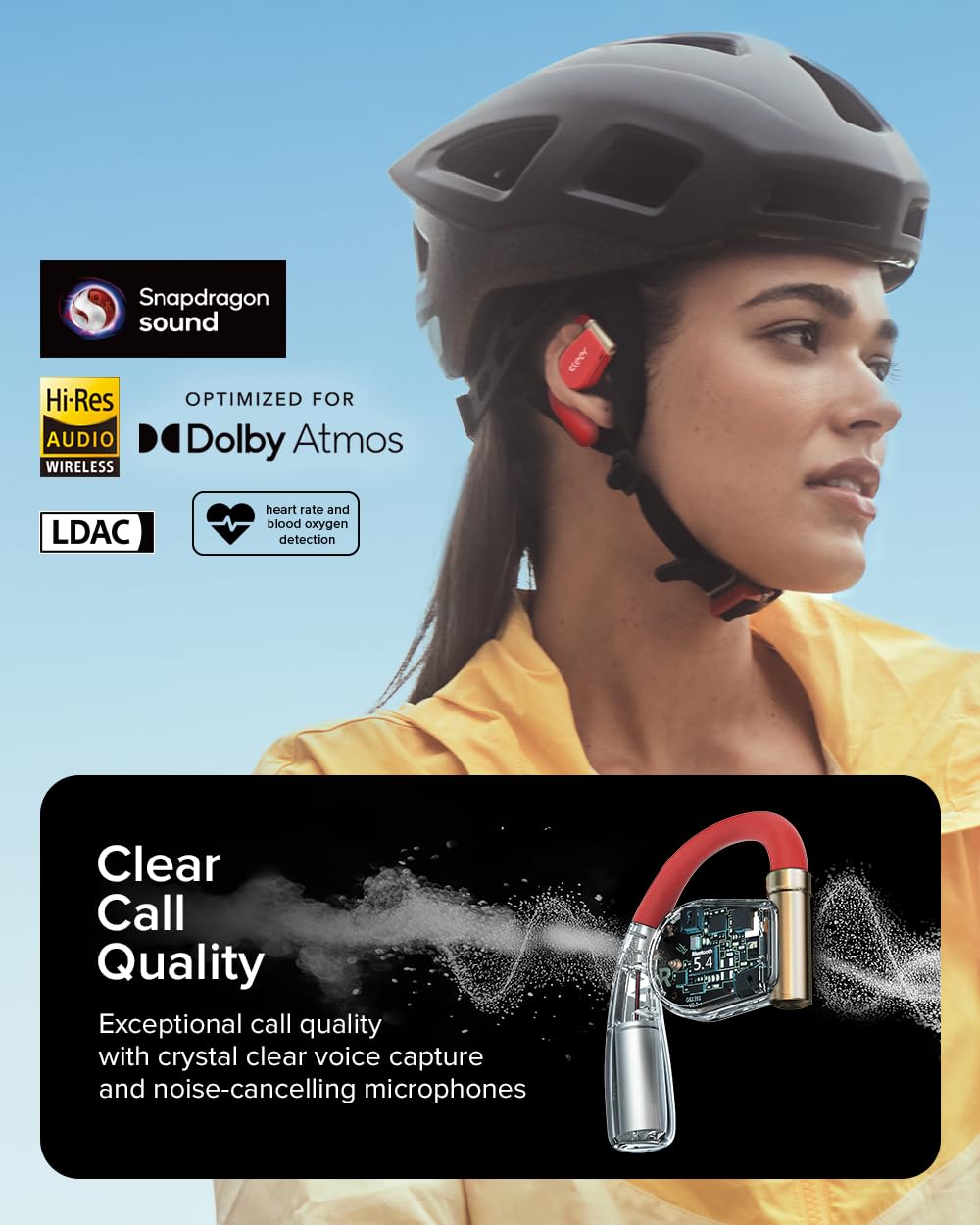 Cleer ARC3 Sports Pro Dolby Atmos sound for immersive listening on the go.