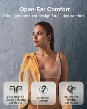 Cleer ARC 3 Sports Pro on-device controls with FHD display for quick sound tweaks.