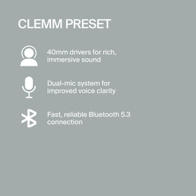 Clemm aux port and included cable showing wired listening option