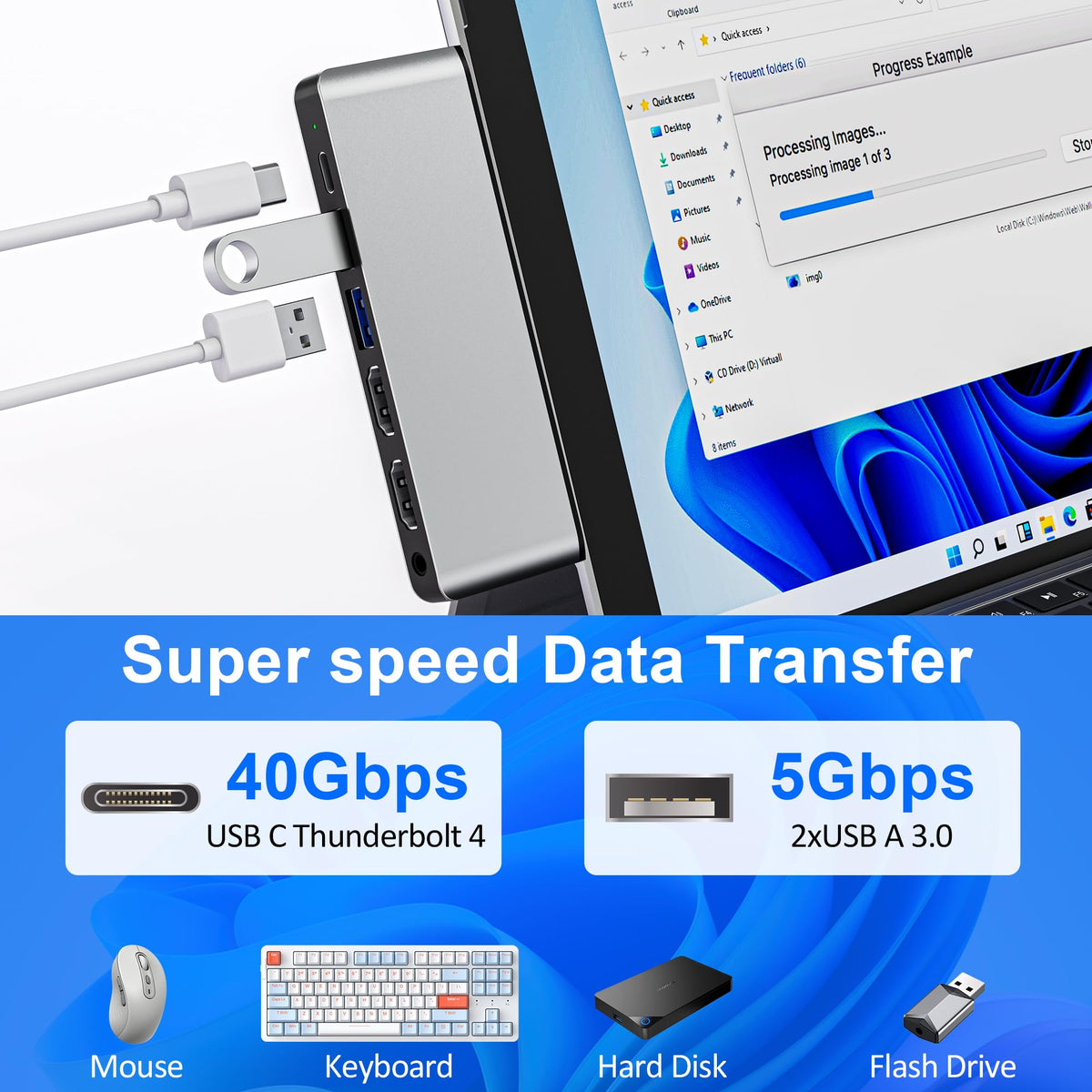 Clickfish Surface Pro docking USB 3.0 and SD/TF readers for peripherals