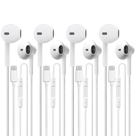 CLIPSUN USB-C headphones four-pack close-up, compact in-ear design for daily listening