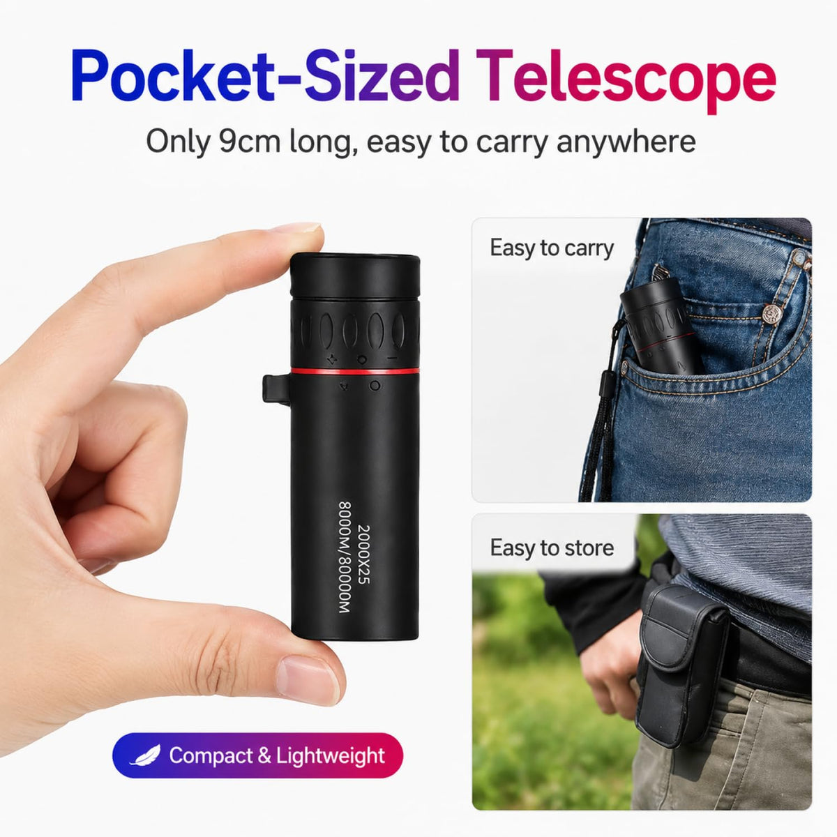 CLNXMT mini monocular is waterproof and rugged for outdoor use.