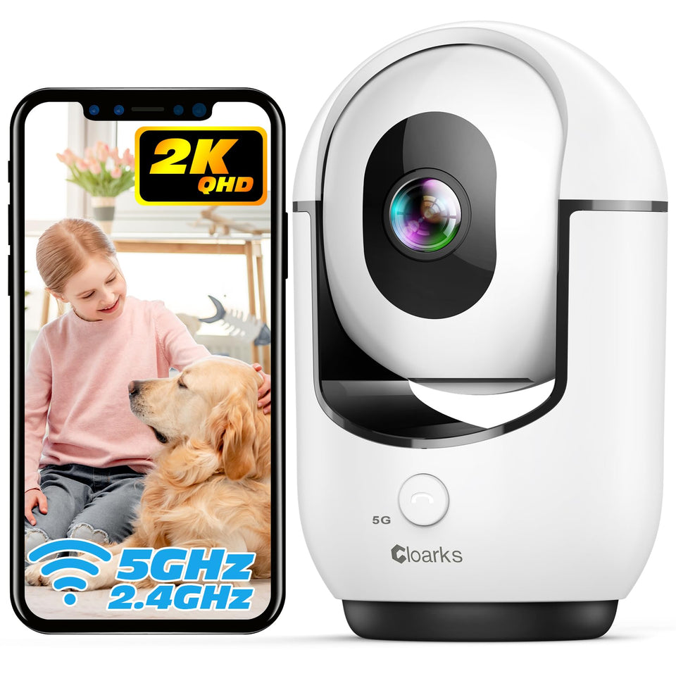 Cloarks 2K Indoor Camera pan-tilt view enables full-room monitoring day and night.