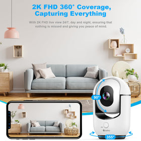 Cloarks 360-degree pan-tilt coverage captures everything in view anytime.