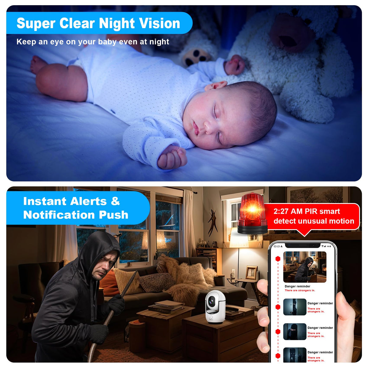 Cloarks color night vision ensures clear footage in low light conditions.
