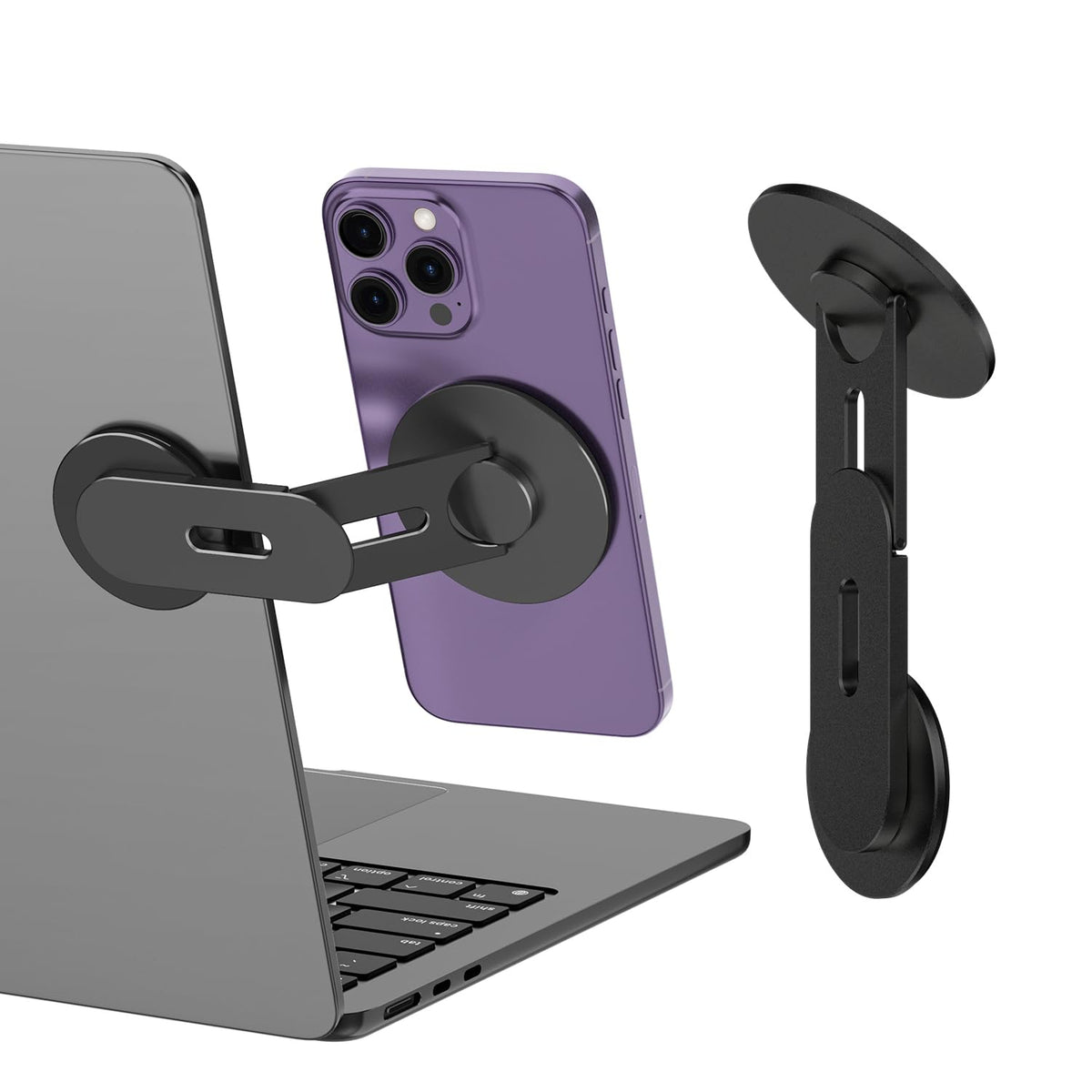 CloudValley magnetic laptop phone holder front view showing secure attachment