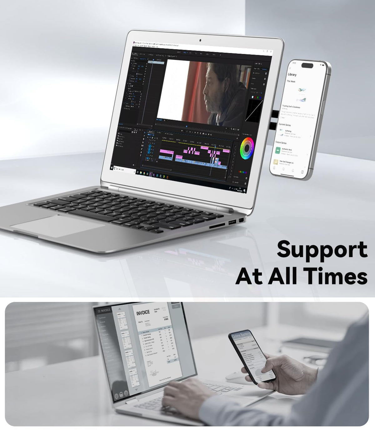 CloudValley magnetic phone holder attached to monitor for quick messages