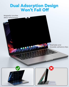 CloudValley magnetic screen clip provides strong adhesion on 14-inch MacBook Pro.
