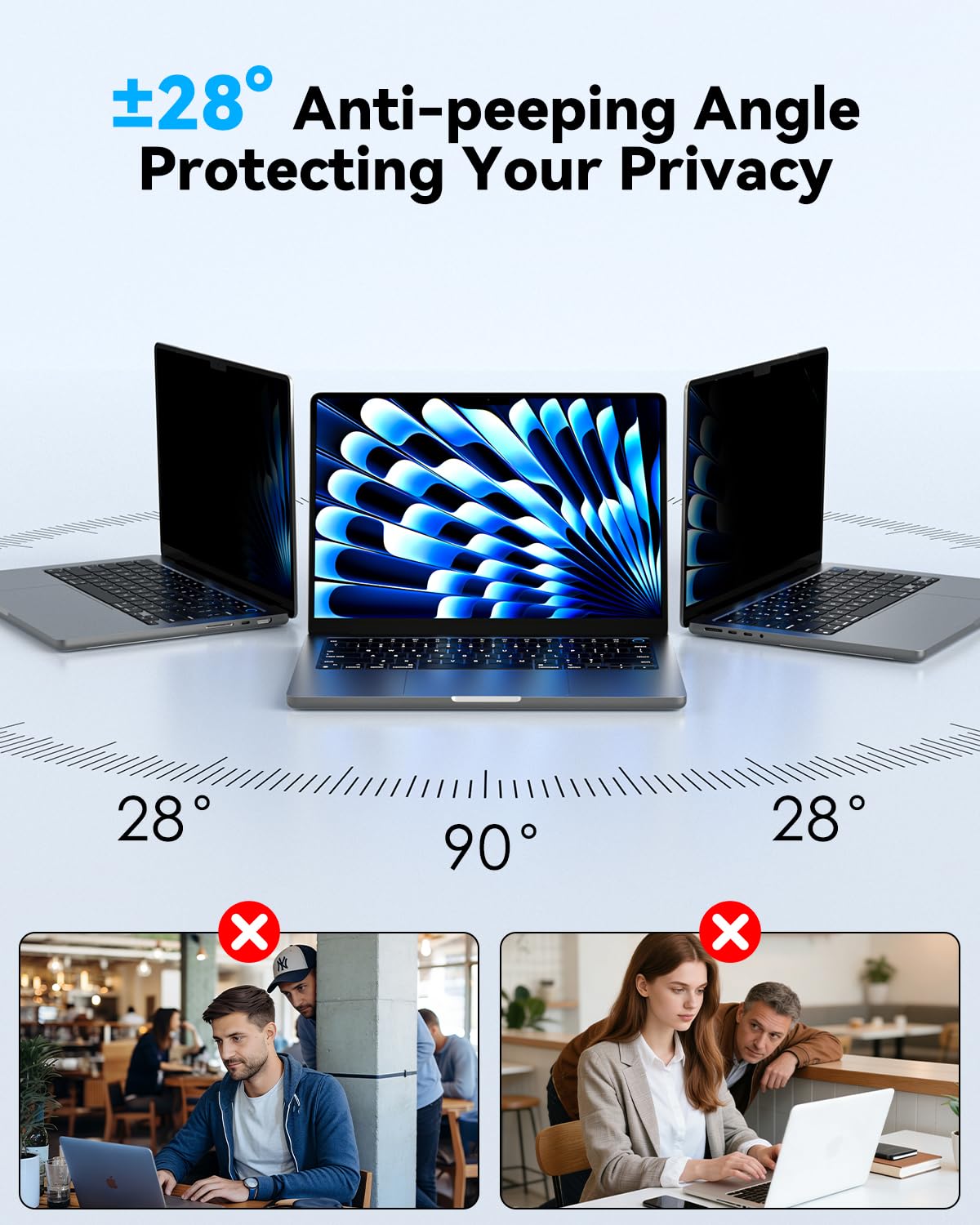 CloudValley MacBook Pro 14 side angle displays privacy range and screen clarity.