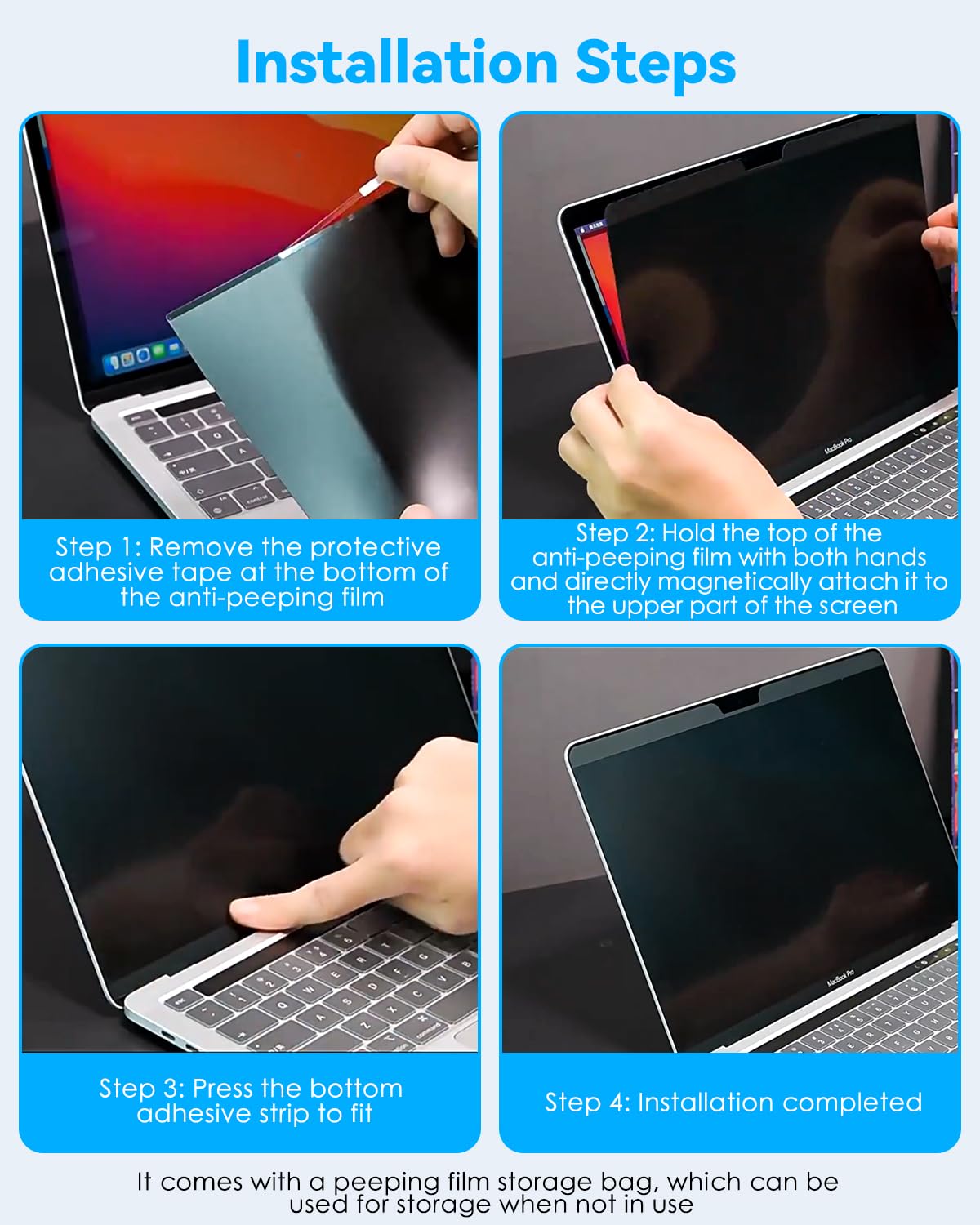 CloudValley magnetic strips hold the privacy screen firmly in place