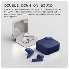 CMF Buds 2 Plus case open emphasizing portable charging and storage.