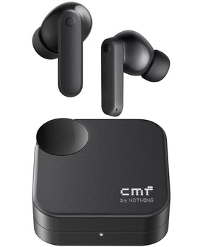 CMF BY NOTHING front view with case open showing earbuds and benefit of portable charging