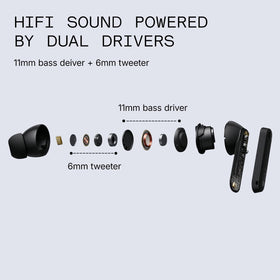 CMF BY NOTHING detailed shot of dual drivers and earbud texture for improved acoustic performance
