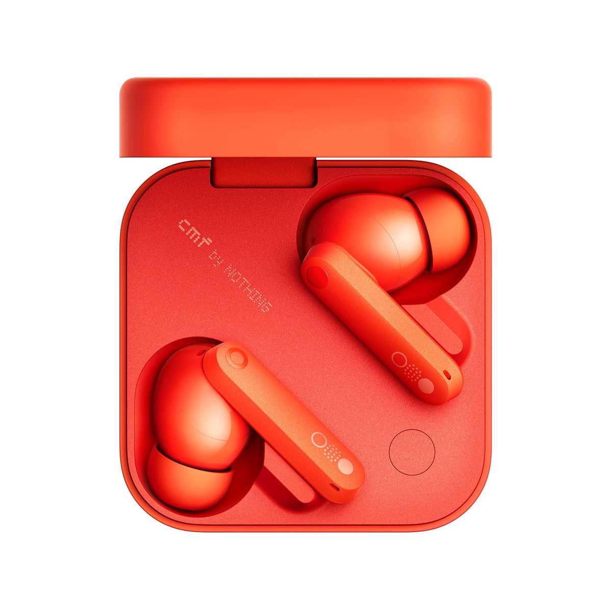CMF BY NOTHING front view with case open showing earbuds and portability benefit