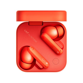 CMF BY NOTHING front view with case open showing earbuds and portability benefit