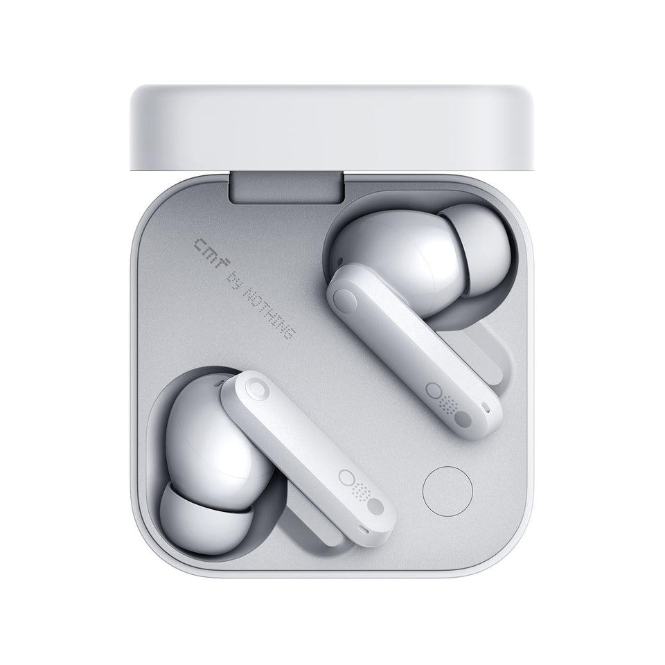 CMF BY NOTHING front view of earbuds showing sleek design and clear visuals