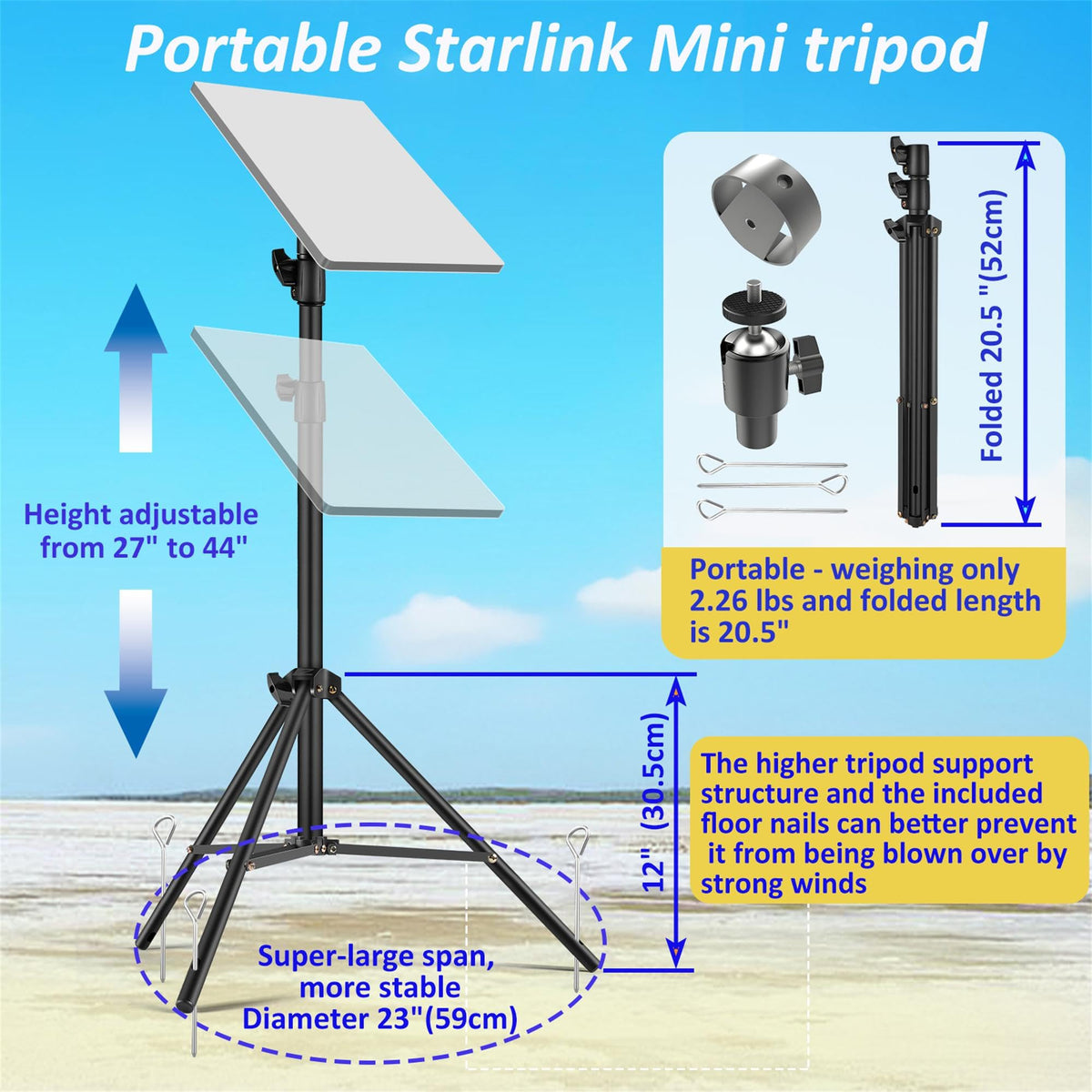Cmilodi tripod in campsite with Starlink Mini, fast reliable connectivity outdoors
