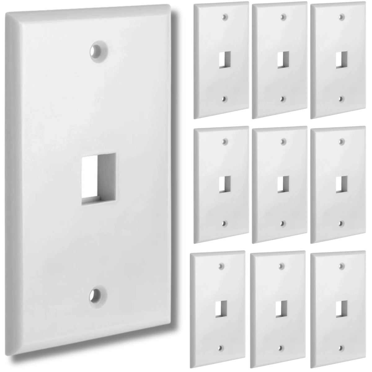 Cmple 1-port keystone wall plate white in a 10-pack for easy RJ45 setup