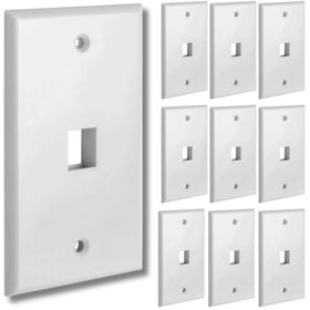 Cmple 1-port keystone wall plate white in a 10-pack for easy RJ45 setup