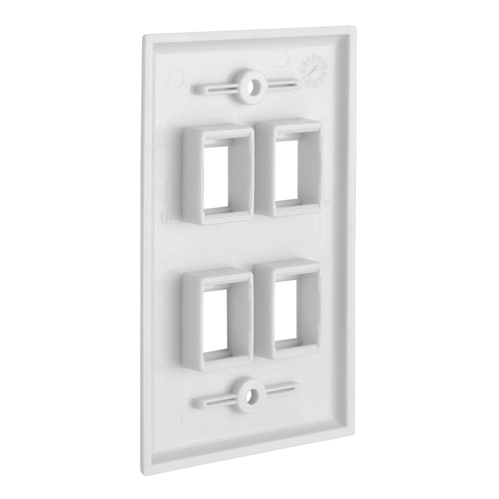 Cmple 4-port keystone wall plate in-wall installation for organized wiring