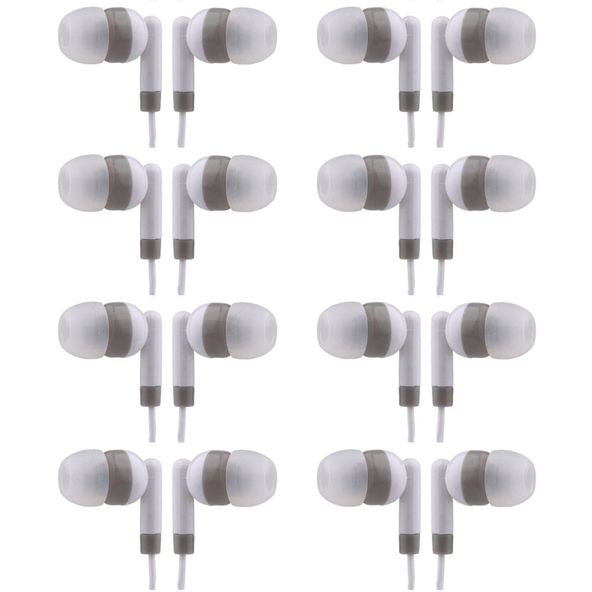 CN-Outlet bulk earbuds white front view, ideal for classrooms