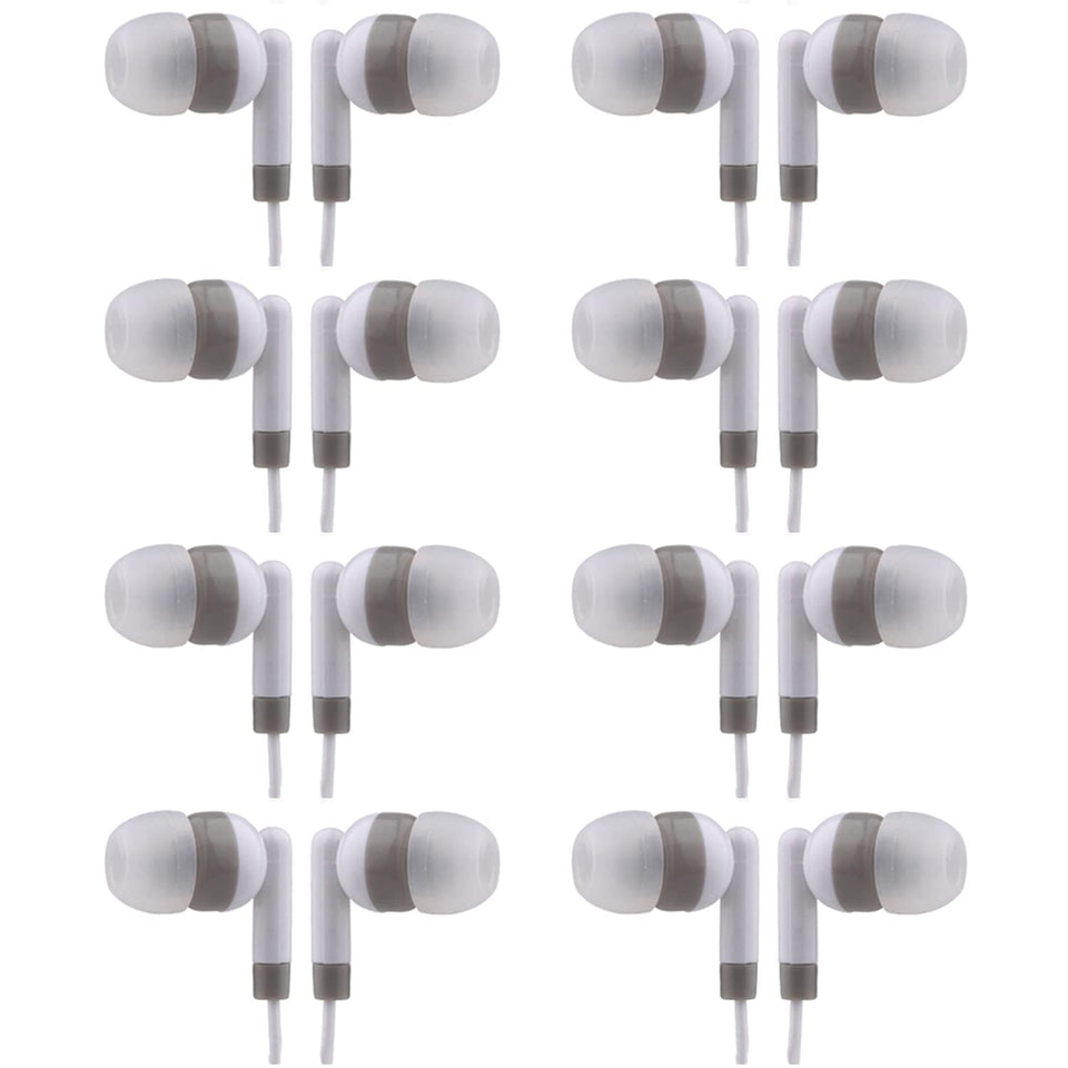 CN-Outlet bulk earbuds white front view, ideal for classrooms