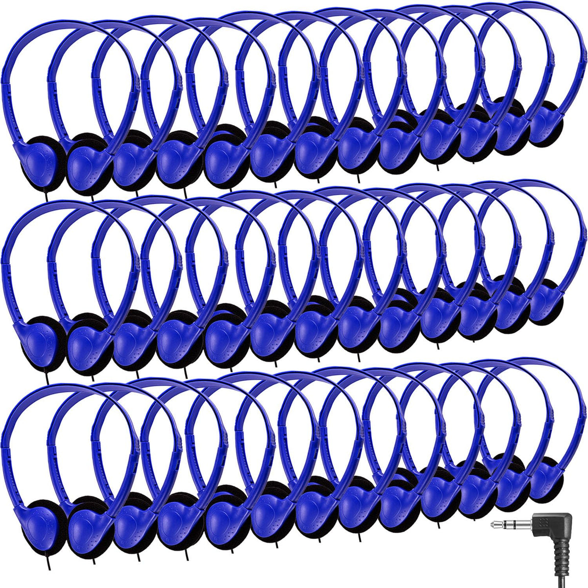 CN-Outlet classroom headphones 50-pack in dark blue, ideal for group lessons