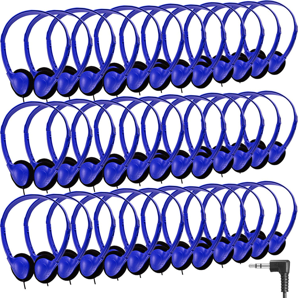 CN-Outlet classroom headphones 50-pack in dark blue, ideal for group lessons