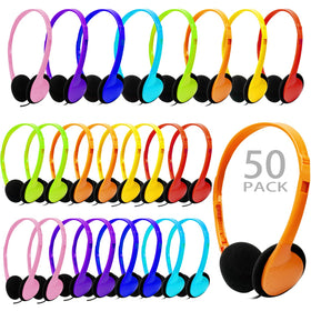 CN-Outlet classroom headphones bulk 50-packs in multi-color, ready for classroom use.